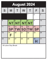 District School Academic Calendar for Stenwood ELEM. for August 2024