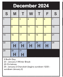 District School Academic Calendar for Fairfax High for December 2024