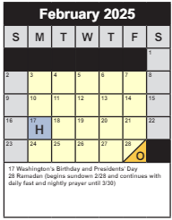 District School Academic Calendar for Poe Middle for February 2025