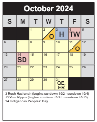 District School Academic Calendar for Fairfax High for October 2024