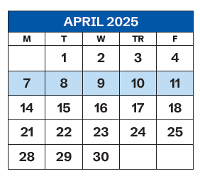 District School Academic Calendar for Lexington Day Treatment Center for April 2025