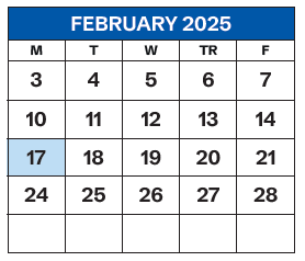 District School Academic Calendar for Lexington Day Treatment Center for February 2025