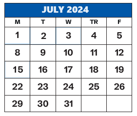 District School Academic Calendar for Lexington Day Treatment Center for July 2024