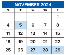 District School Academic Calendar for Lexington Day Treatment Center for November 2024