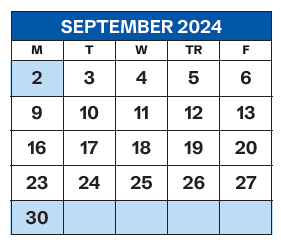 District School Academic Calendar for Lexington Day Treatment Center for September 2024