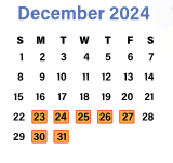 District School Academic Calendar for Pocahontas Middle for December 2024