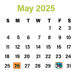 District School Academic Calendar for Highland Springs Tech Ctr for May 2025