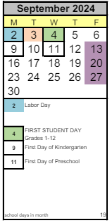 District School Academic Calendar for Chinook Middle School for September 2024