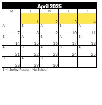 District School Academic Calendar for Oakdale School for April 2025