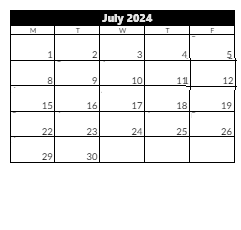 District School Academic Calendar for Oakdale School for July 2024