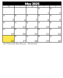 District School Academic Calendar for Oakdale School for May 2025