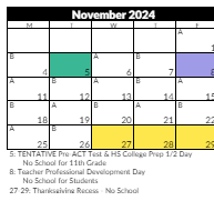 District School Academic Calendar for Oakdale School for November 2024