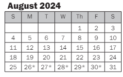 District School Academic Calendar for Emily Dickinson Elementary for August 2024