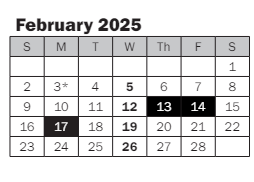 District School Academic Calendar for Louisa May Alcott Elementary for February 2025