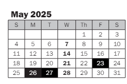 District School Academic Calendar for Peter Kirk Elementary for May 2025