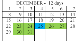 District School Academic Calendar for Battle Mountain High School for December 2024