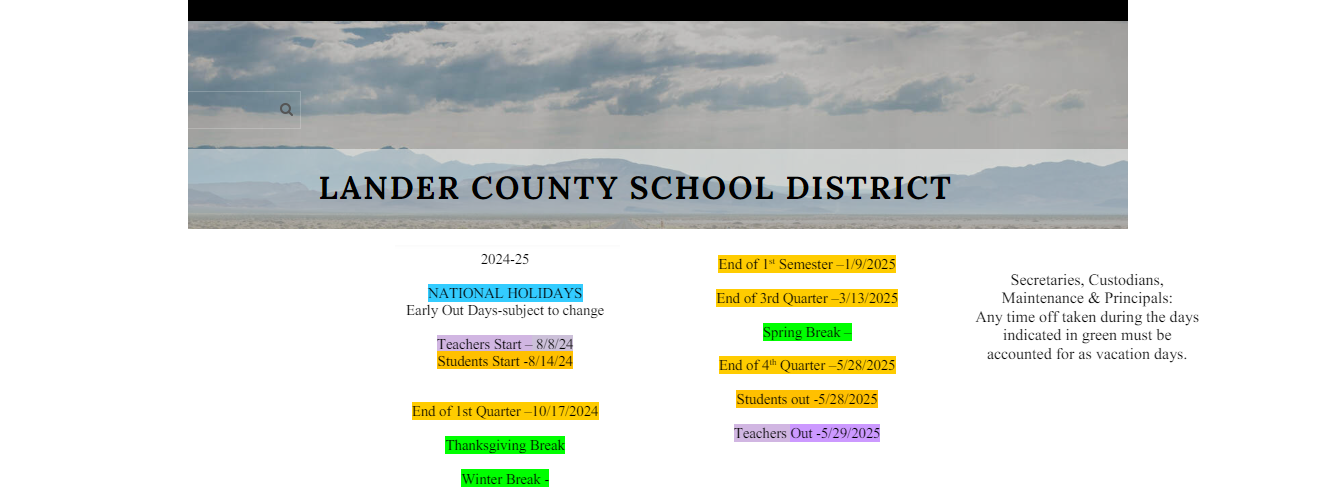 District School Academic Calendar Key for Battle Mountain Junior High School