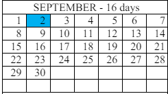 District School Academic Calendar for Battle Mountain High School for September 2024