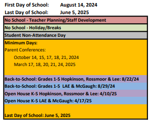 District School Academic Calendar Legend for Los Alamitos Elementary