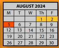 District School Academic Calendar for Kate Bond Elementary School for August 2024