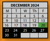 District School Academic Calendar for Cordova Middle School for December 2024