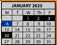 District School Academic Calendar for Kate Bond Elementary School for January 2025