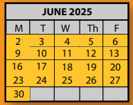 District School Academic Calendar for Hickory Ridge Middle School for June 2025