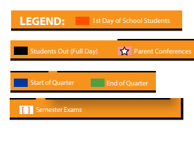 District School Academic Calendar Legend for Promise Academy