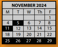 District School Academic Calendar for Star Academy for November 2024