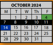 District School Academic Calendar for Kate Bond Elementary School for October 2024