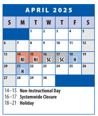 District School Academic Calendar for Winston Churchill High for April 2025