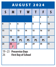 District School Academic Calendar for Winston Churchill High for August 2024