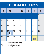 District School Academic Calendar for Winston Churchill High for February 2025