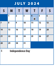 District School Academic Calendar for Winston Churchill High for July 2024