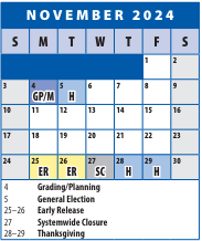 District School Academic Calendar for Winston Churchill High for November 2024