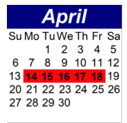 District School Academic Calendar for P.S.  18 Winchester School for April 2025