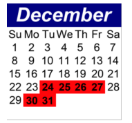 District School Academic Calendar for Magnet School of Innovation and Applied Learning for December 2024