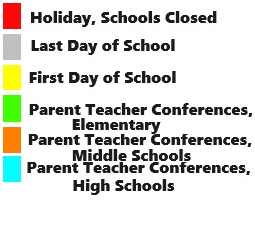 District School Academic Calendar Legend for Brooklyn Studio School