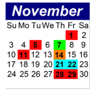 District School Academic Calendar for P.S.  18 Winchester School for November 2024