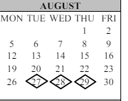 District School Academic Calendar for Bear Creek Elementary for August 2024