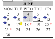 District School Academic Calendar for Fernwood Elementary for June 2025