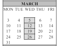 District School Academic Calendar for Sunrise Elementary for March 2025