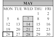 District School Academic Calendar for Bear Creek Elementary for May 2025