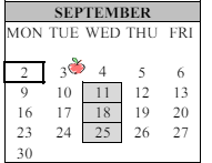 District School Academic Calendar for Sunrise Elementary for September 2024