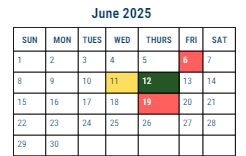 District School Academic Calendar for Arthur Chester A Sch for June 2025