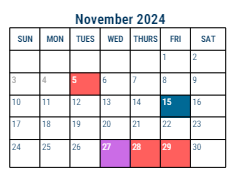 District School Academic Calendar for Roosevelt Theodore MS for November 2024