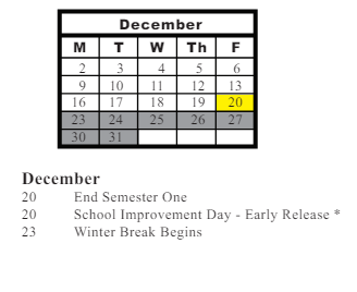 District School Academic Calendar for Eagle Pointe Elementary School for December 2024