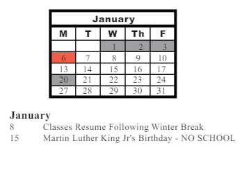 District School Academic Calendar for Charles Reed Elementary Sch for January 2025