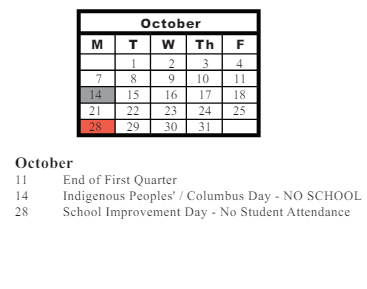 District School Academic Calendar for Charles Reed Elementary Sch for October 2024