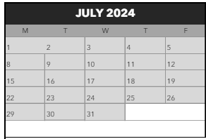 District School Academic Calendar for Lent Elementary School for July 2024